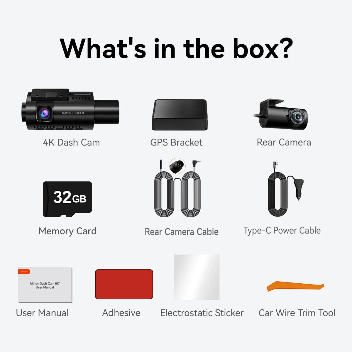 WiFi&GPS, Recording, Loop with Super 3" IR Dash Vision, 24H Parking Cam Night G-Sensor, DashCam LCD 3 WOLFBOX 4K Rear and Front Monitor Channel,