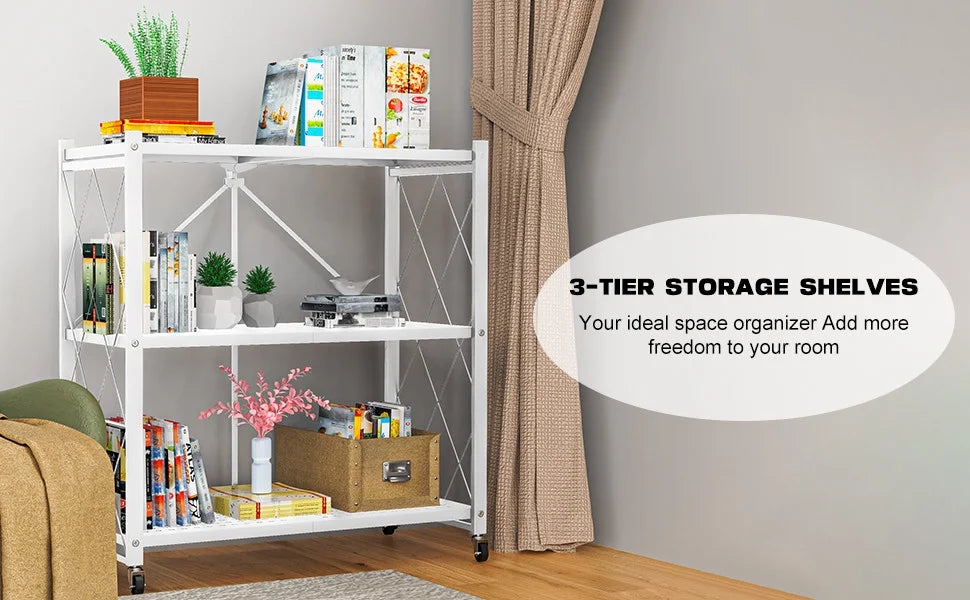 Tier Rack Metal Storage Style Heavy Shelving White QRInnovations Duty 3/4 Modern