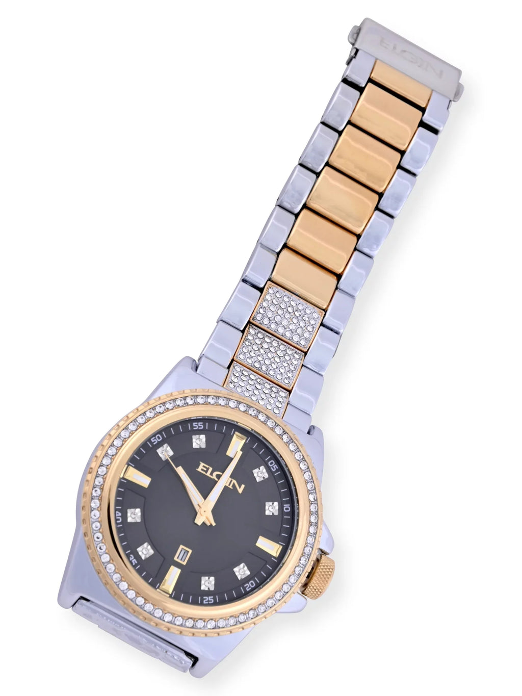 and Gold Bracelet (FG180015ST) Adult Watch Alloy Stones and Silver Elgin Male with Set in Case and