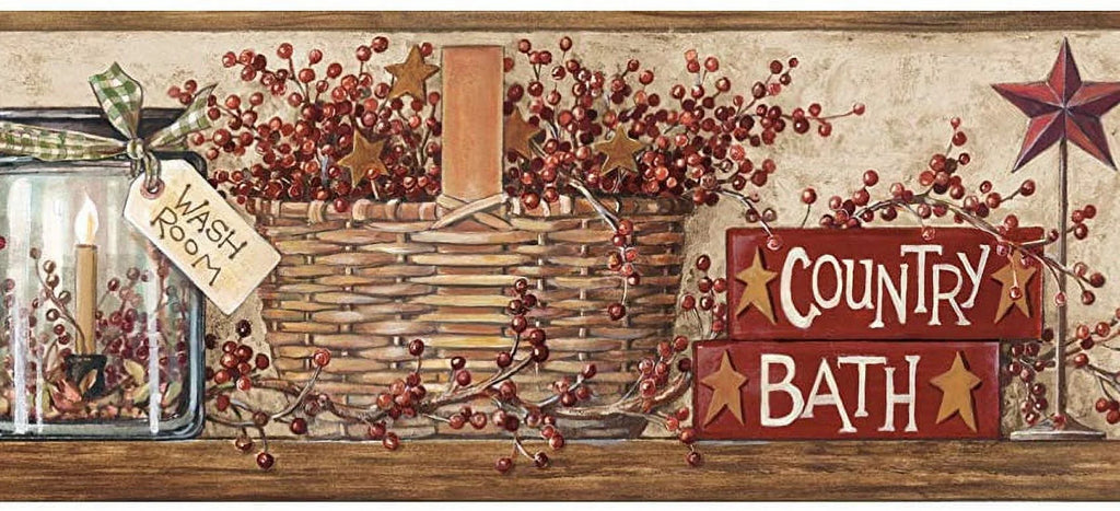 Outhouses HK4648bd Country Bath Wallpaper Border 877245 with