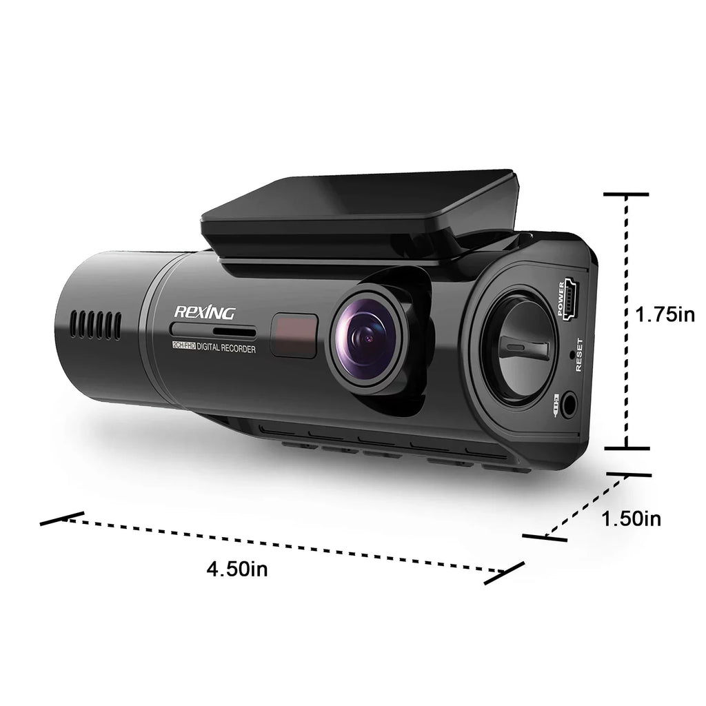 Dash Basic Full Cam Rexing and 1080p Wi-Fi HD Cabin V3 Inside Front Dual Camera with