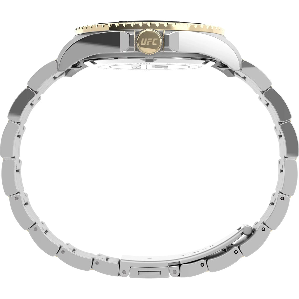 42mm Dial Men's Blue Timex Case Silver-Tone Strap Debut UFC - Watch Two-Tone