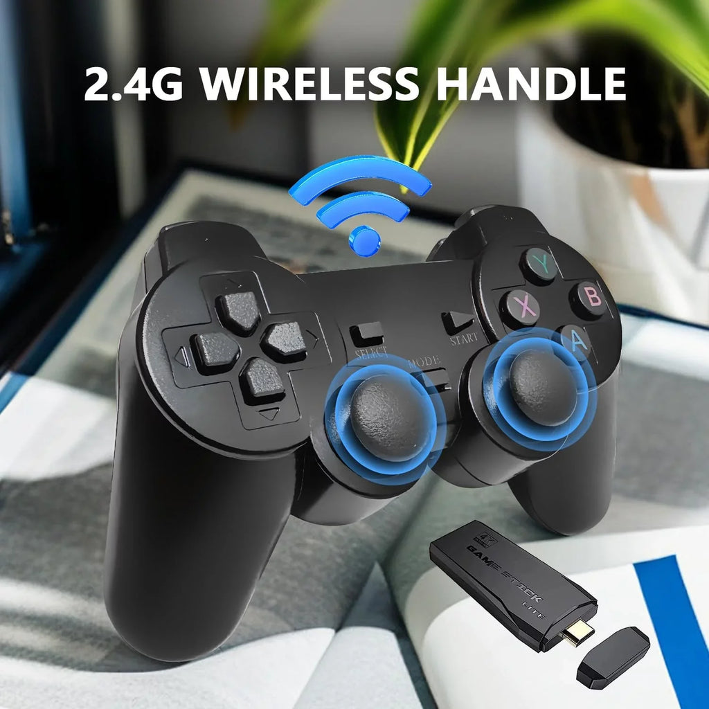 Stick Play(64G) Classic and Retro Plug Output, Game Retro Revisit Game TV and - Games, with HD Emulators, 9 Controller Games 2.4GHz Wireless 4K Built-in 20,000+ Console for