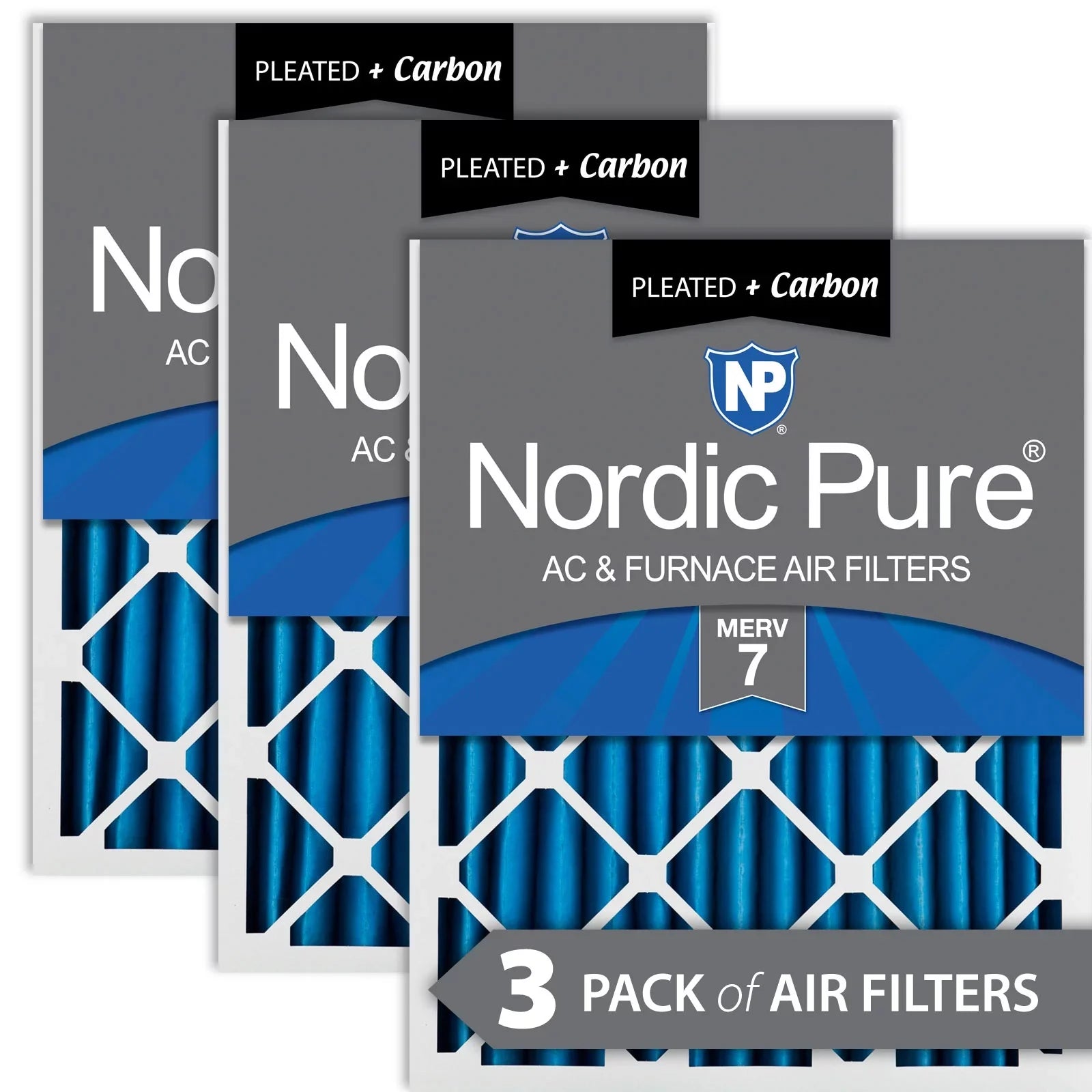 Pleated Pack Nordic Filters 7 Air MERV Pure Plus 3 18x25x2 Carbon