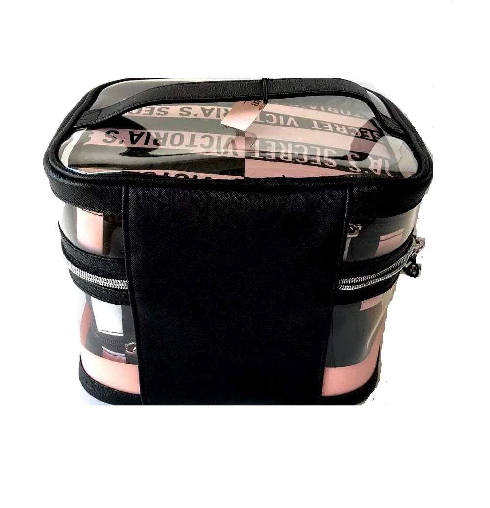 Pink Set Cosmetic for 1 Clear & New Case Victoria's Tote 4 Secret 4 Women Train Travel Piece in