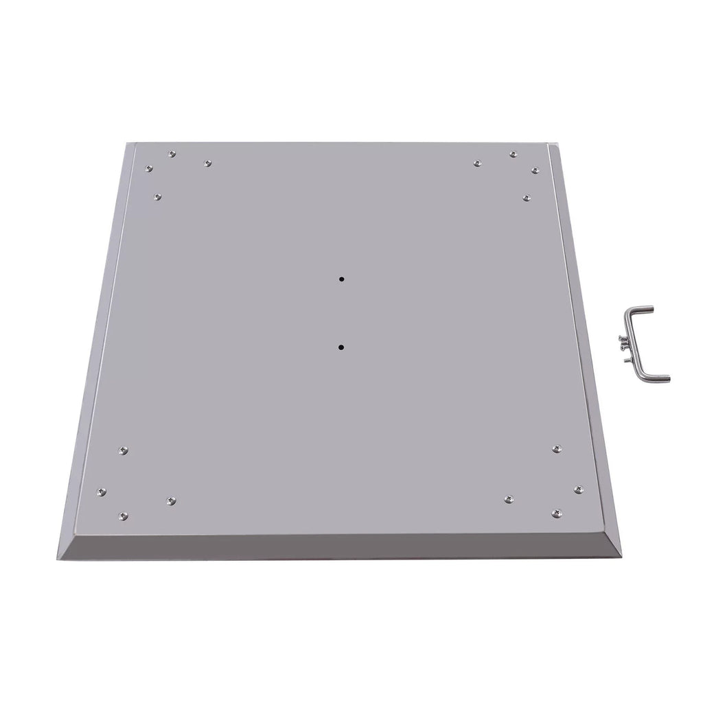 Stainless Pit Legs with Miumaeov Down Burner Fire Heat 24*24in and Heat Fire to Push Steel Foldable Cover Out Pit Deflector Square