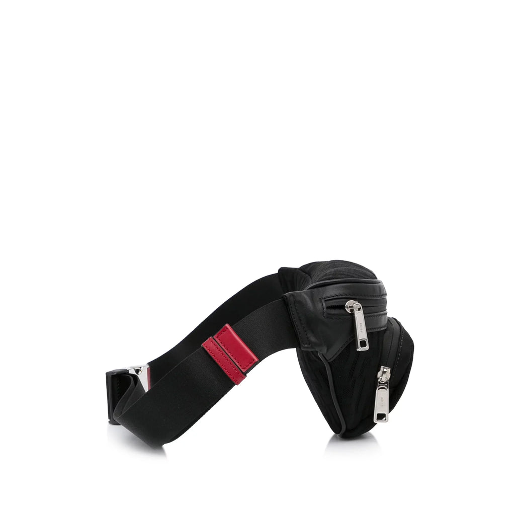 Fabric Unisex Authenticated (Good) Pre-Owned Pocket Black Bag Knit Neoprene FF Perforated Belt Fendi Vitello Grace