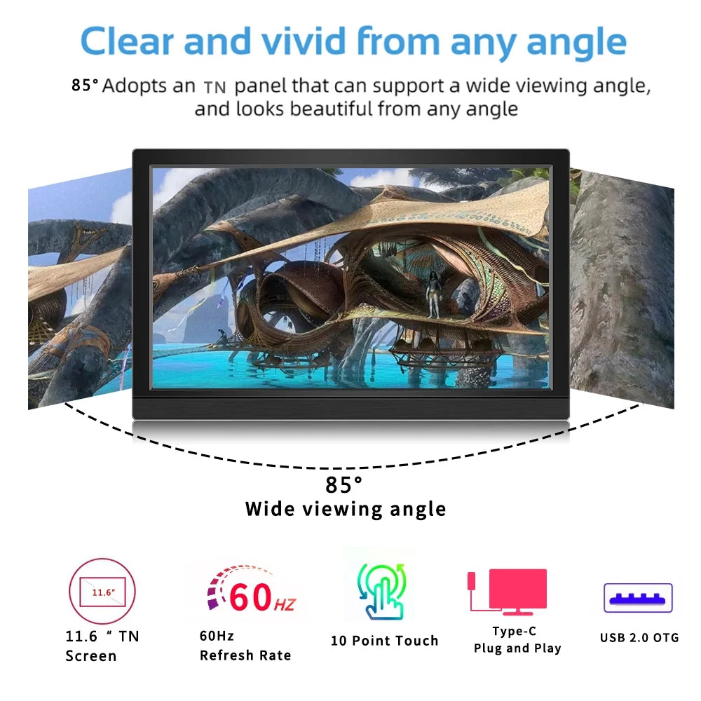 Inch TouchScreen 1366x768 PI Compture Gamer Raspberry PC XBOX Monitor 60Hz Stick PS4 Monitor Display 11.6 For Switch Protable