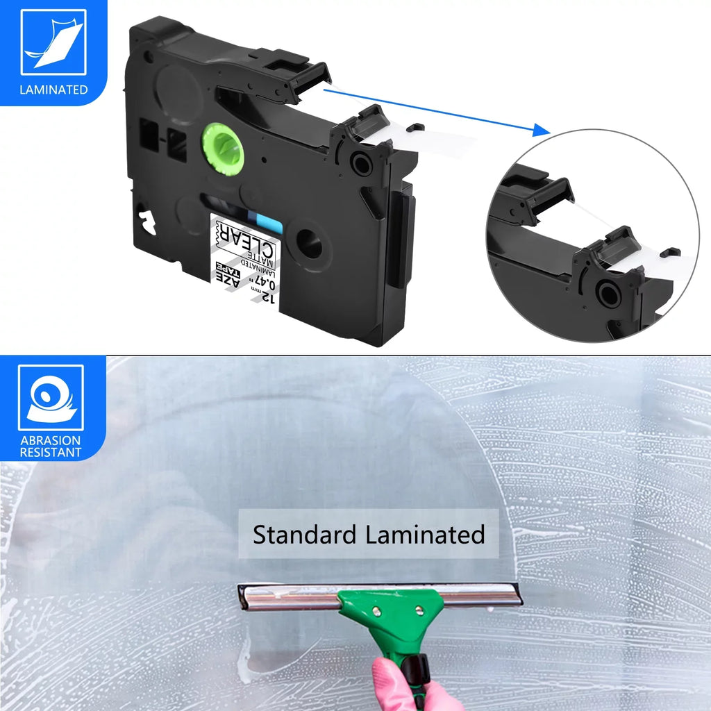 Clear P-touch 0.47" 30PK Label GREENCYCLE 12mm Tape Brother TZ-M31 on TZe-M31 Matte Laminated TZM31 Black Compatible for TZeM31