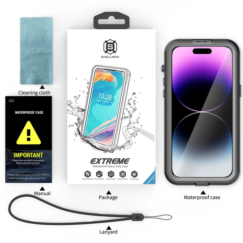 Waterproof, 14 for Protector 6H iPhone for 6.7" [Real 360][IP68 Pro - Dropproof][Dustproof][Compatible Underwater][14FT Pro Black Max with iPhone 14 Built-in Case MagSafe] Military Max Screen