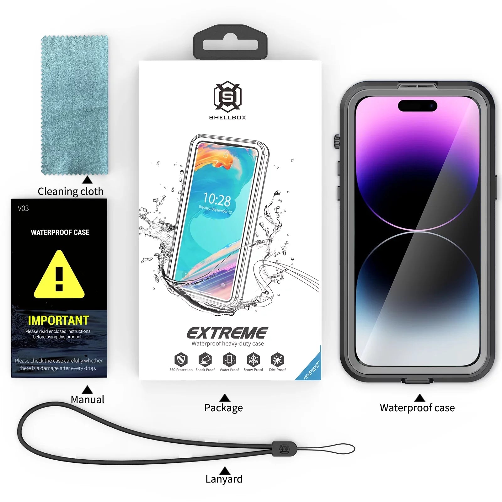 Waterproof, 14 for Protector 6H iPhone for 6.7" [Real 360][IP68 Pro - Dropproof][Dustproof][Compatible Underwater][14FT Pro Black Max with iPhone 14 Built-in Case MagSafe] Military Max Screen