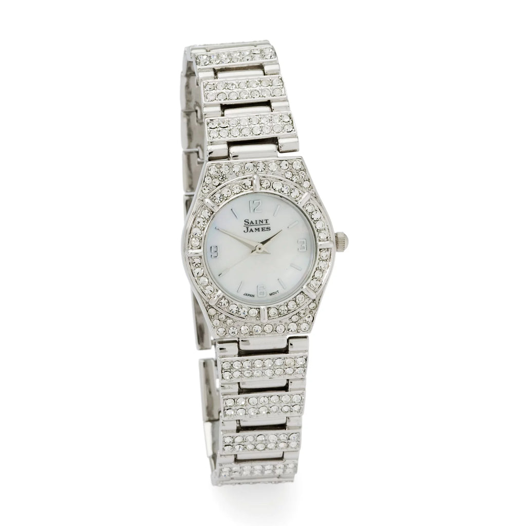 Crystal Mother-Of-Pearl Women's, Watch and Saint 25mm in Steel, Women's Adult Ross-Simons Stainless James