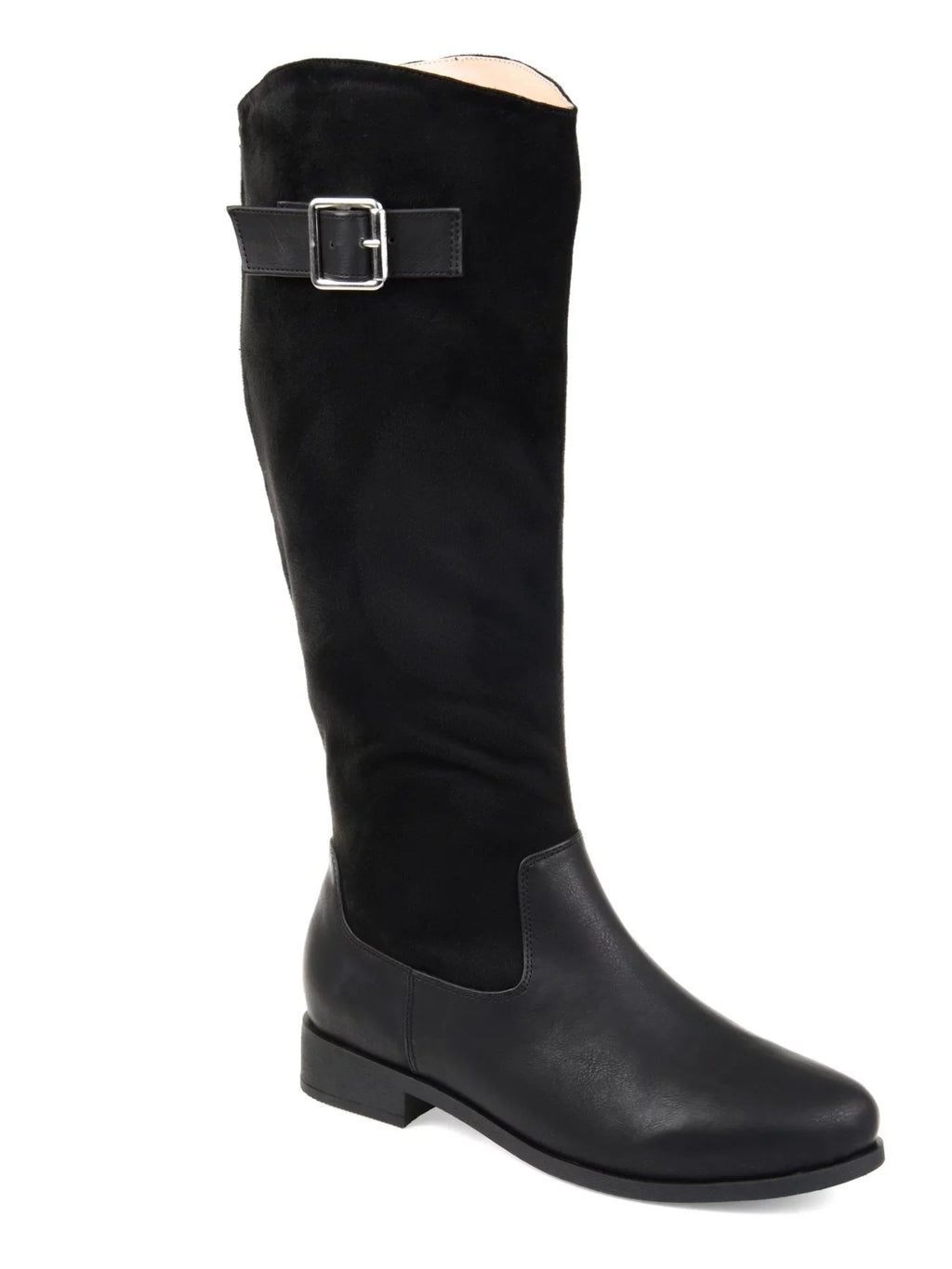 COLLECTION Goring Boot WC Almond Block Zip-Up Accent Frenchy Womens Toe Heel 8.5 Riding JOURNEE Comfort Buckle Black