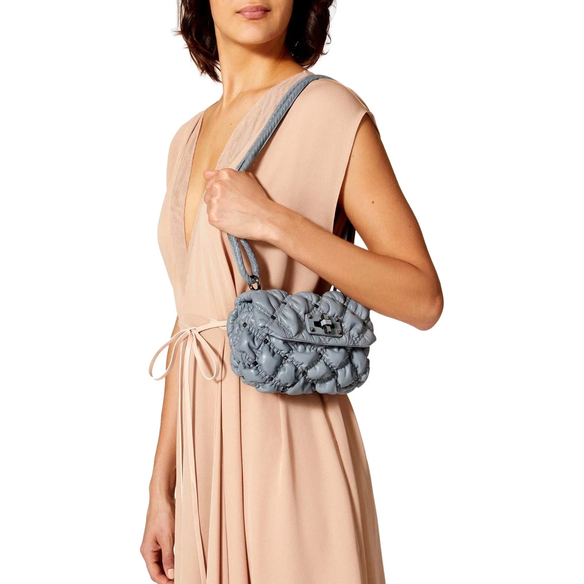 Garavani Small Me Crossbody Gray Valentino Leather Bag Spike