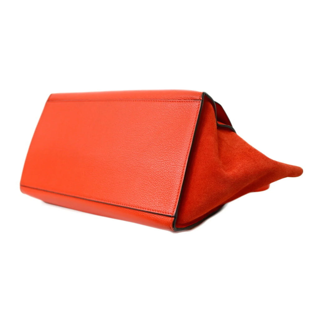(Fair) Orange Leather Handbag Trapeze Pre-Owned Celine CELINE Women's