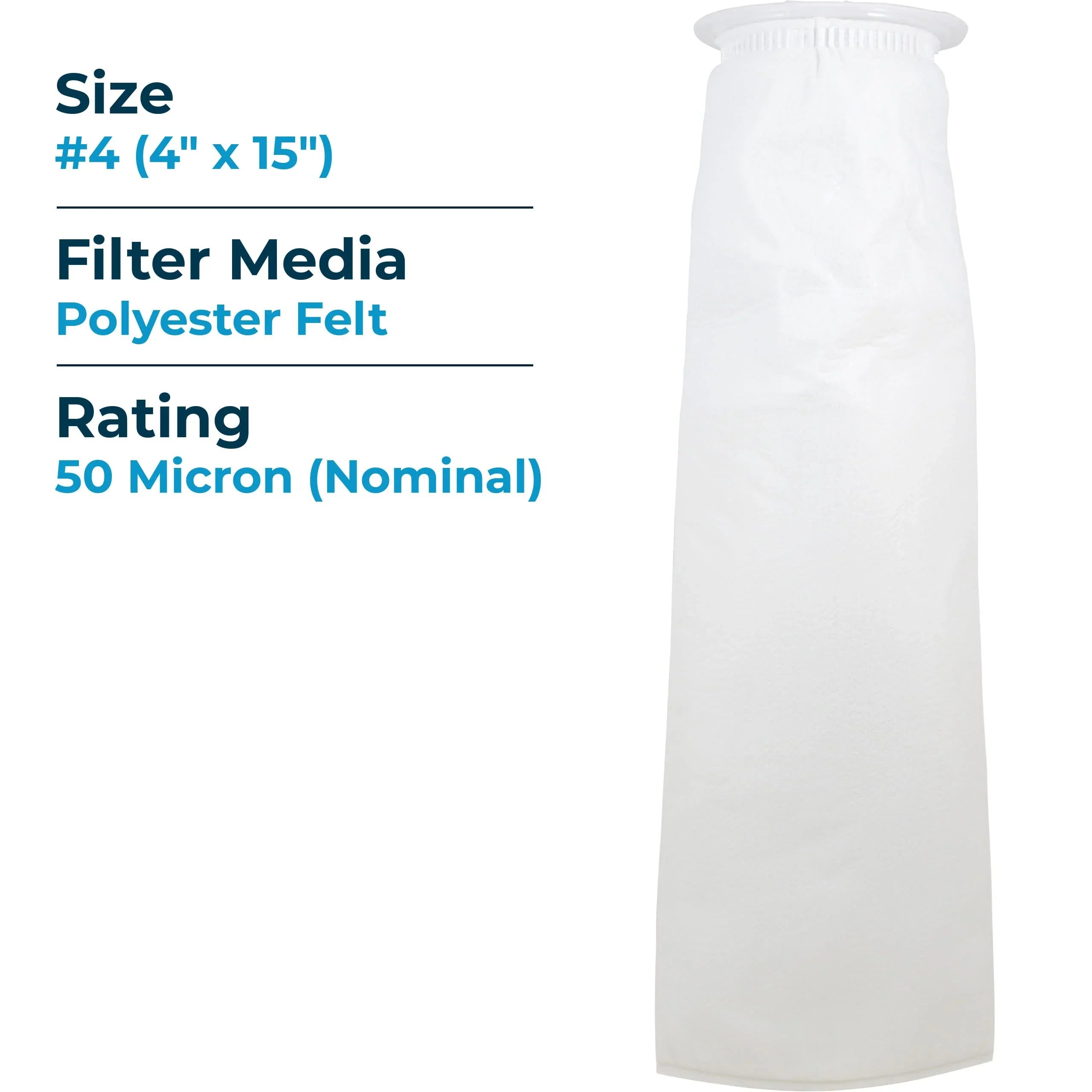 50 of 40) Micron Felt Polyester (20") Bag Liquid SP-BE-4-50 #4 (Case Filter SpiroPure
