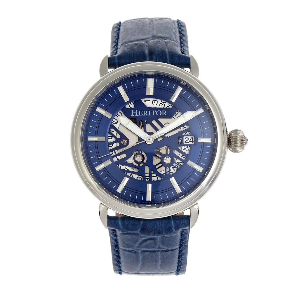 Heritor Silver - Automatic W/Date Watch Mattias Leather-Band