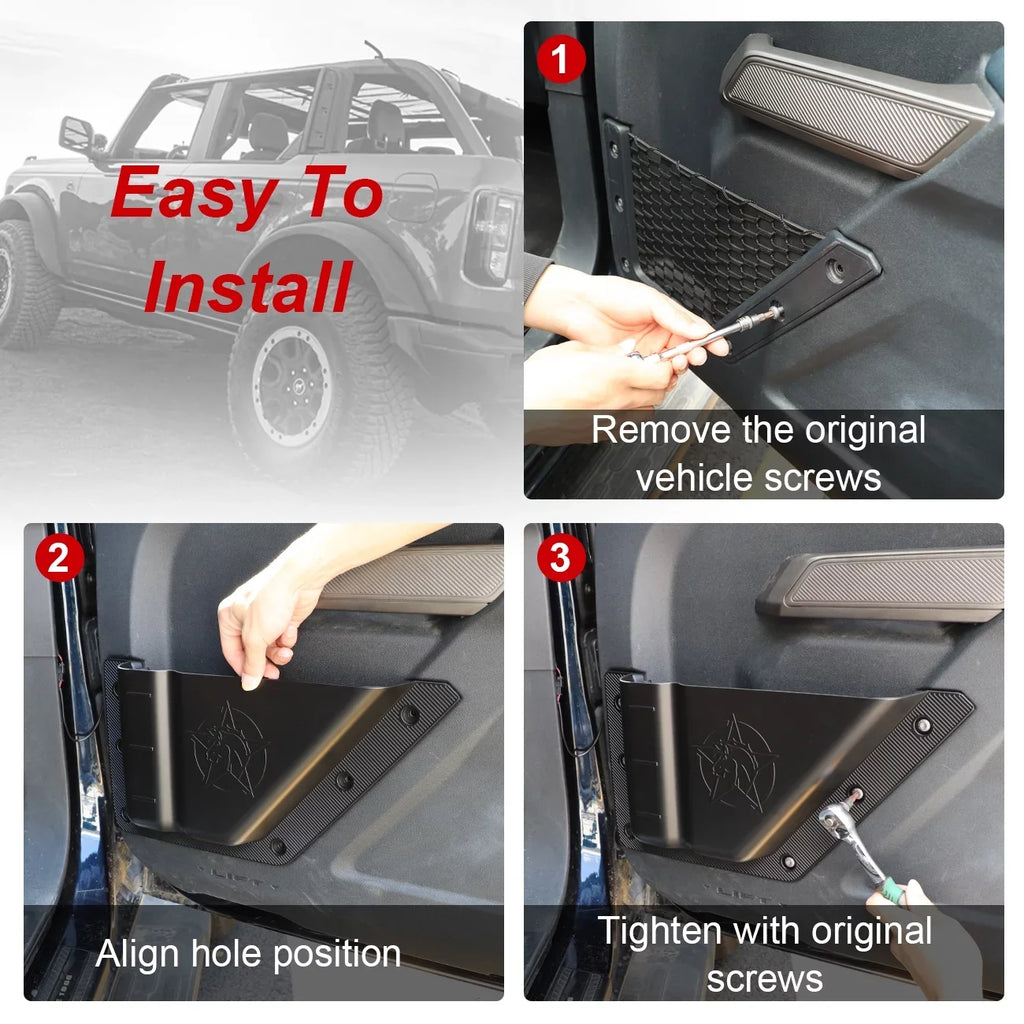 Ford 4 Front Side Organizer Pockets For Rear Doors Door Box 4Pcs Bronco Storage