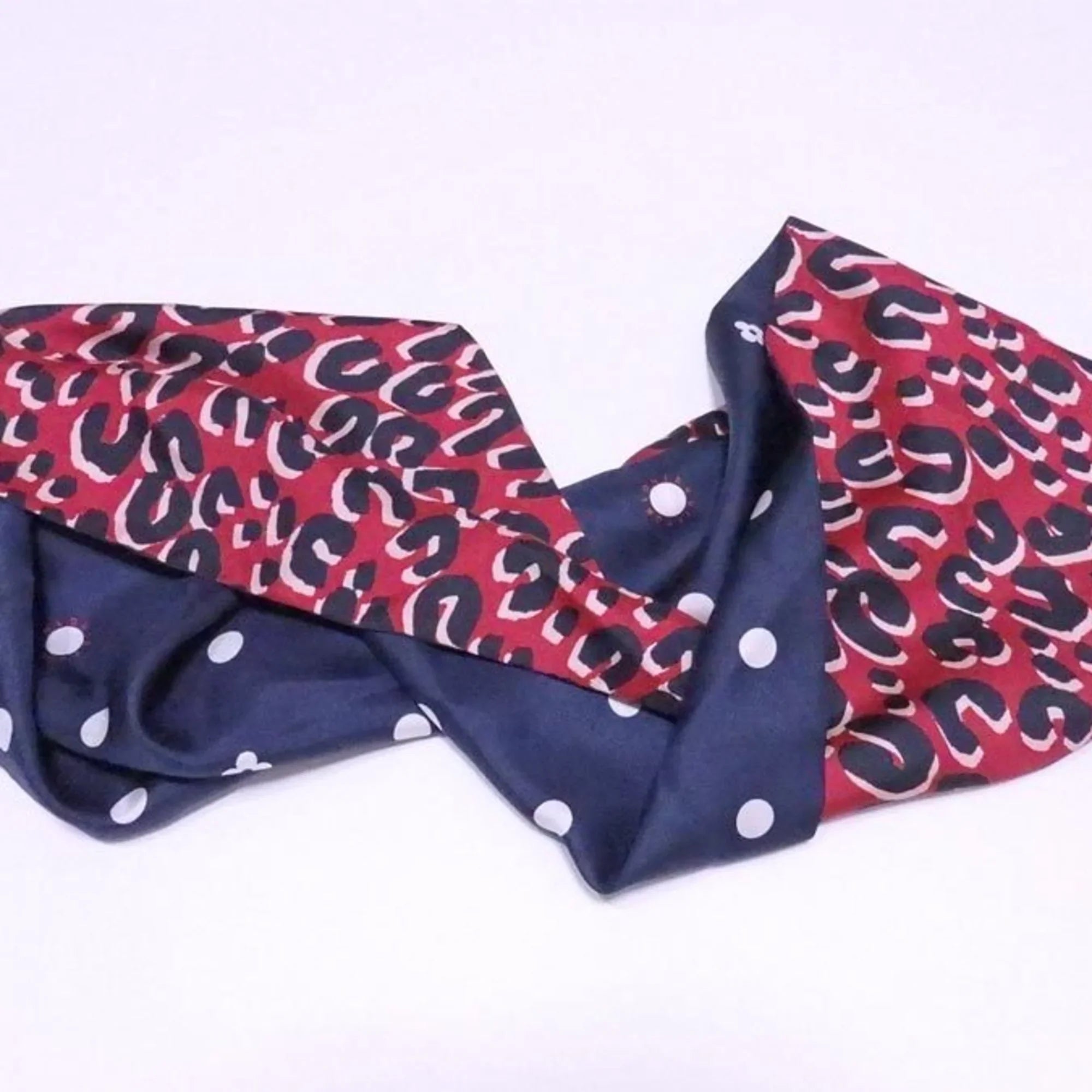 Silk 100% M74608 Women's Leopard Pre-Owned (Good) Scarf Multicolor Snood x Vuitton Red Louis Navy