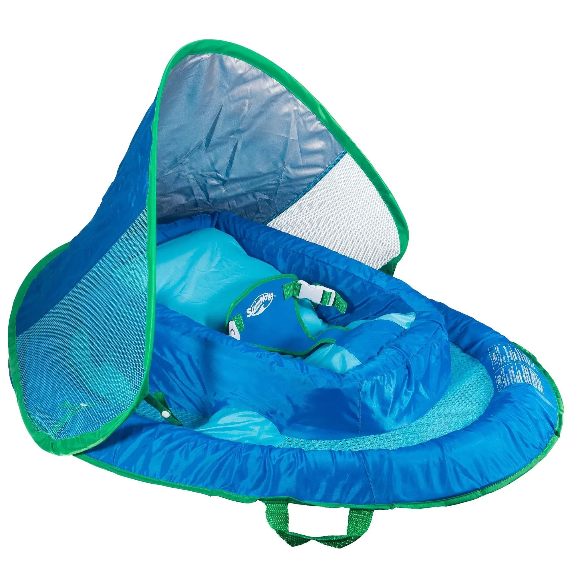 Inflatable Baby with Pool SwimWays Swimming Infant Float Canopy, Blue Spring