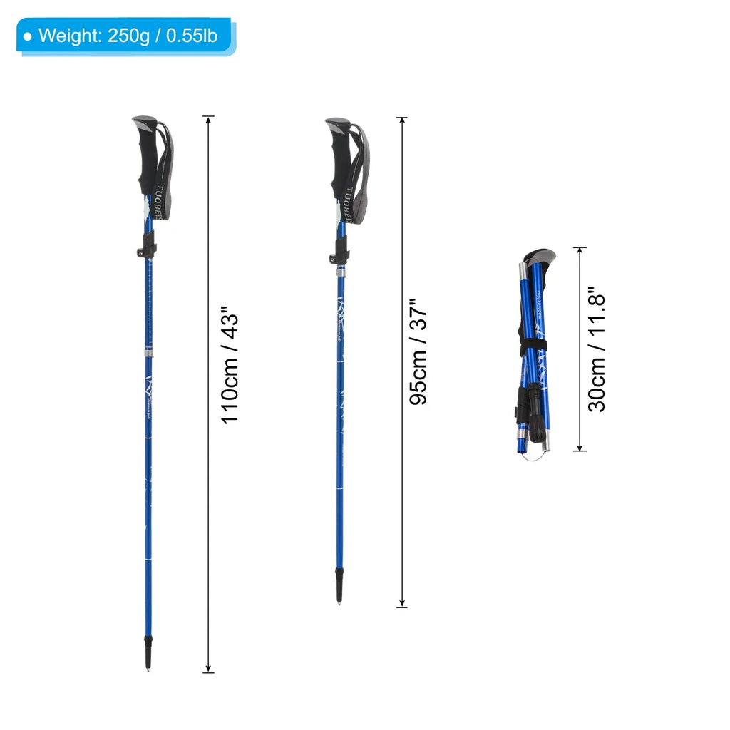 43 Aluminum Inch Trekking Uxcell Pole Hiking Blue Poles, Alloy, Collapsible Dark