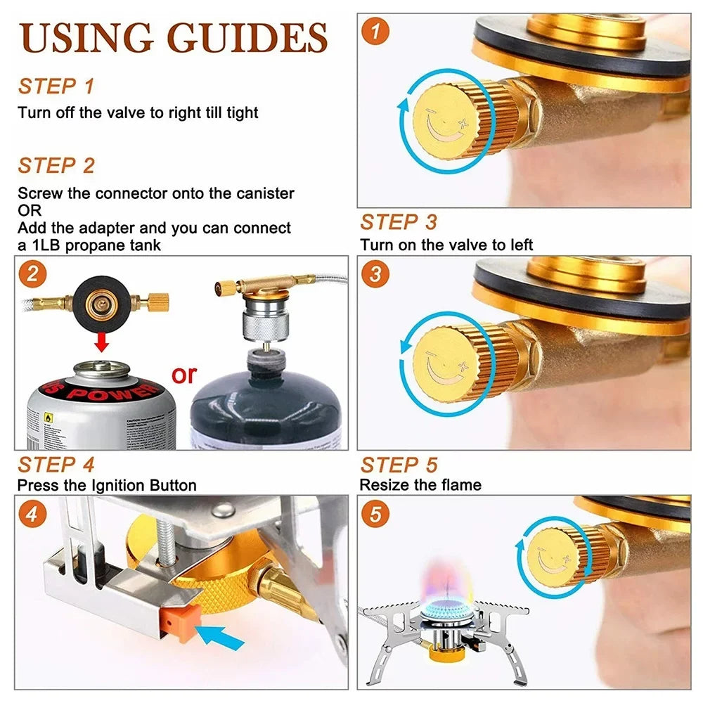Camping Mini Pocket Stove, Silver Camping Gas Stove Split Stove, Folding Gas Stove