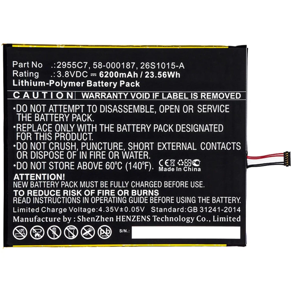 26S1015-A 3.8V, - Battery Replacement Li-Pol, 6200mAh, Accessories for High Amazon BNA-WB-P9722 Capacity Tablet Batteries - Ultra Battery N