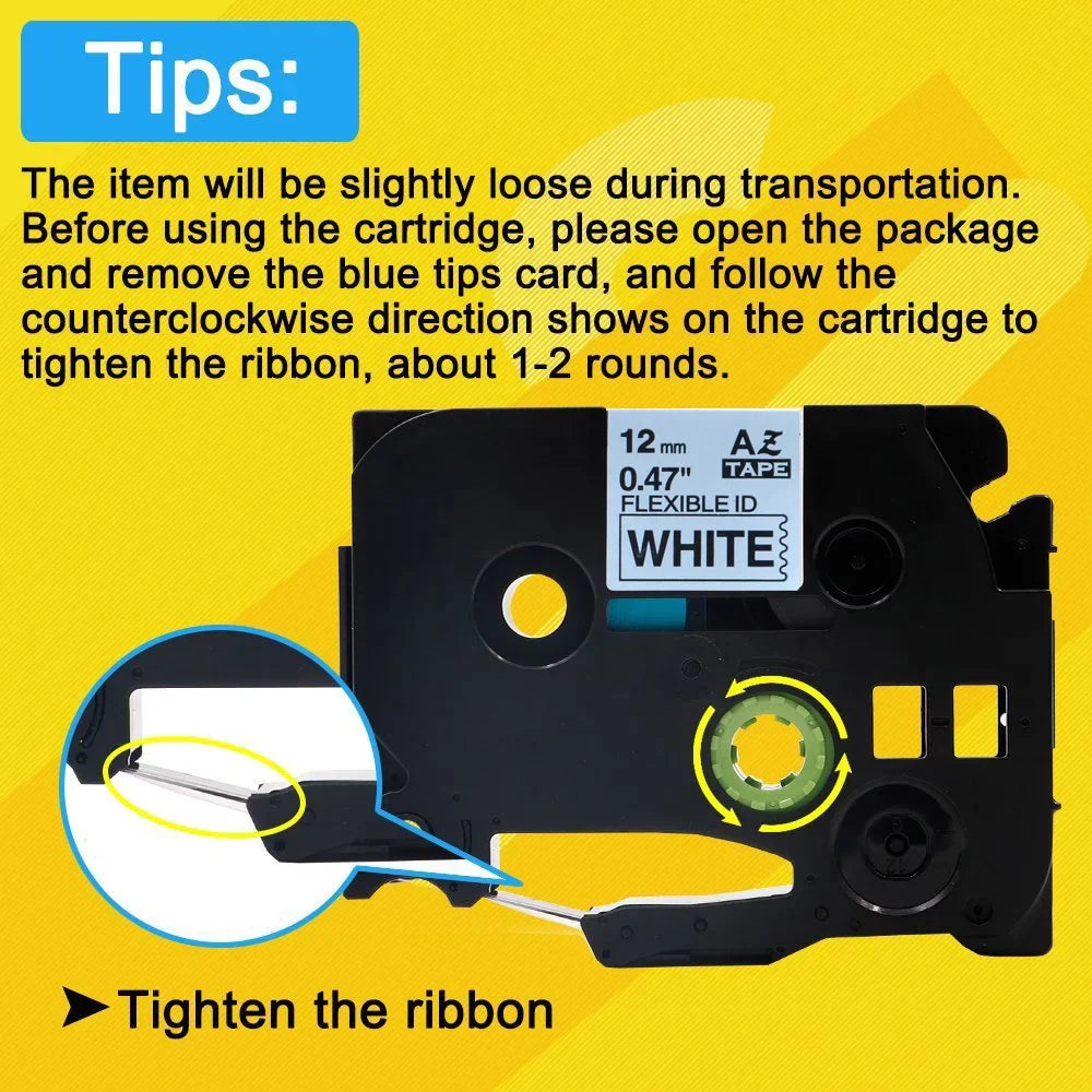 D400 in TZe-FX231 Wire White PT-D210 TZ-231 Tape ID Brother TZe 12mm GREENCYCLE for on H110 TZ Flexible Black Compatible P-touch TZ-FX231 Maker Label TZe-231 use H100 10PK D600 Cable Label 8m