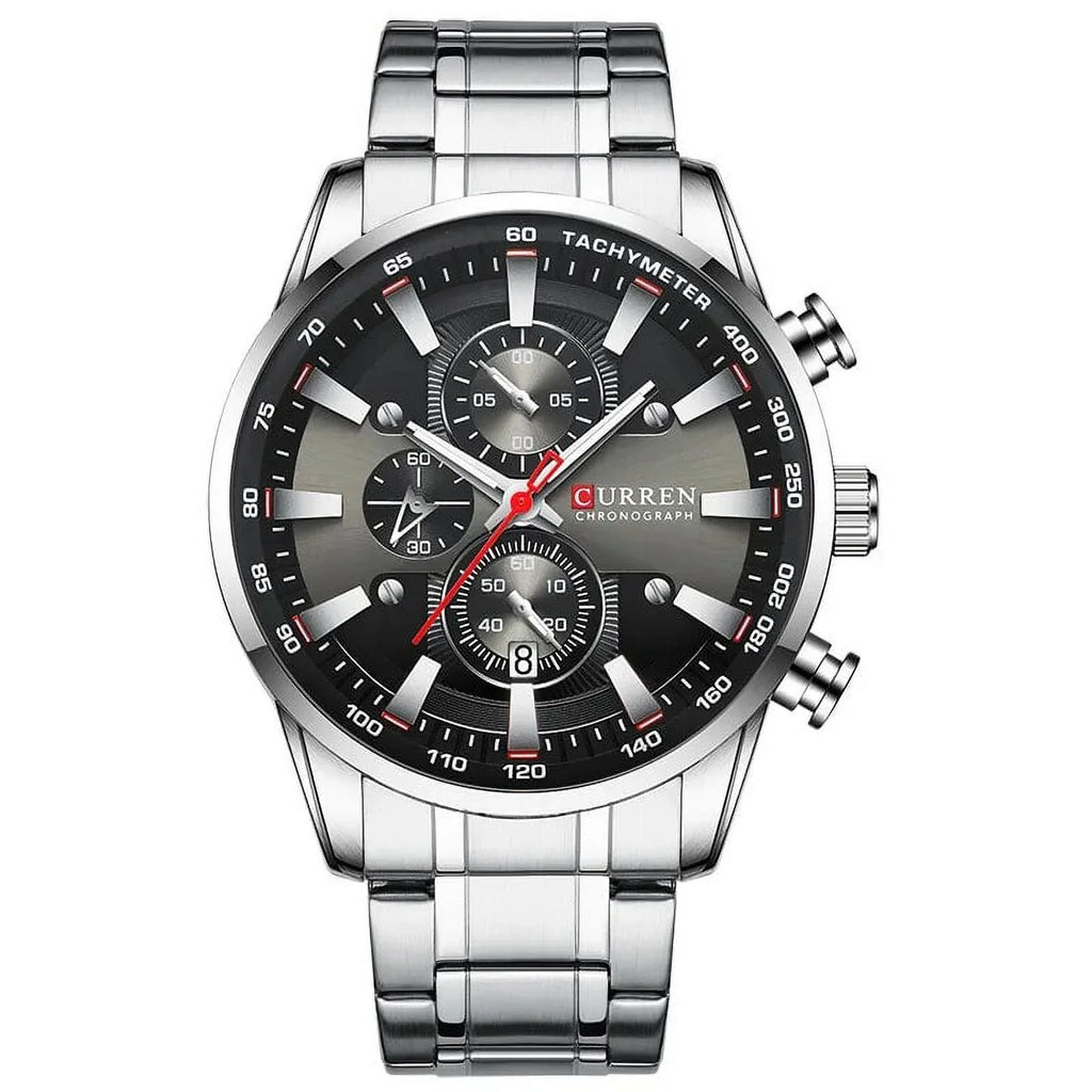 Brand Quartz Relogio Watch Masculino Silver Sport for Men Black Watches New Chronograph Date Wrist Waterproof Men’s Top Watches Luxury
