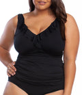 16W Black Ralph Underwire Tankini Slimming-Fit Ruffled Plus Lauren Lauren Top
