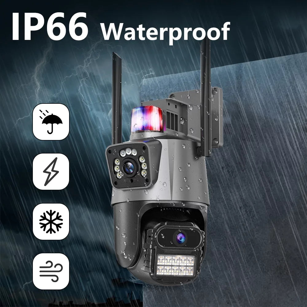 Waterproof Audio Outdoor Vision, Dual 360° Home Camera, Lens Cameras Night Security Wi-Fi Kepeak Surveillance 2-Way View,