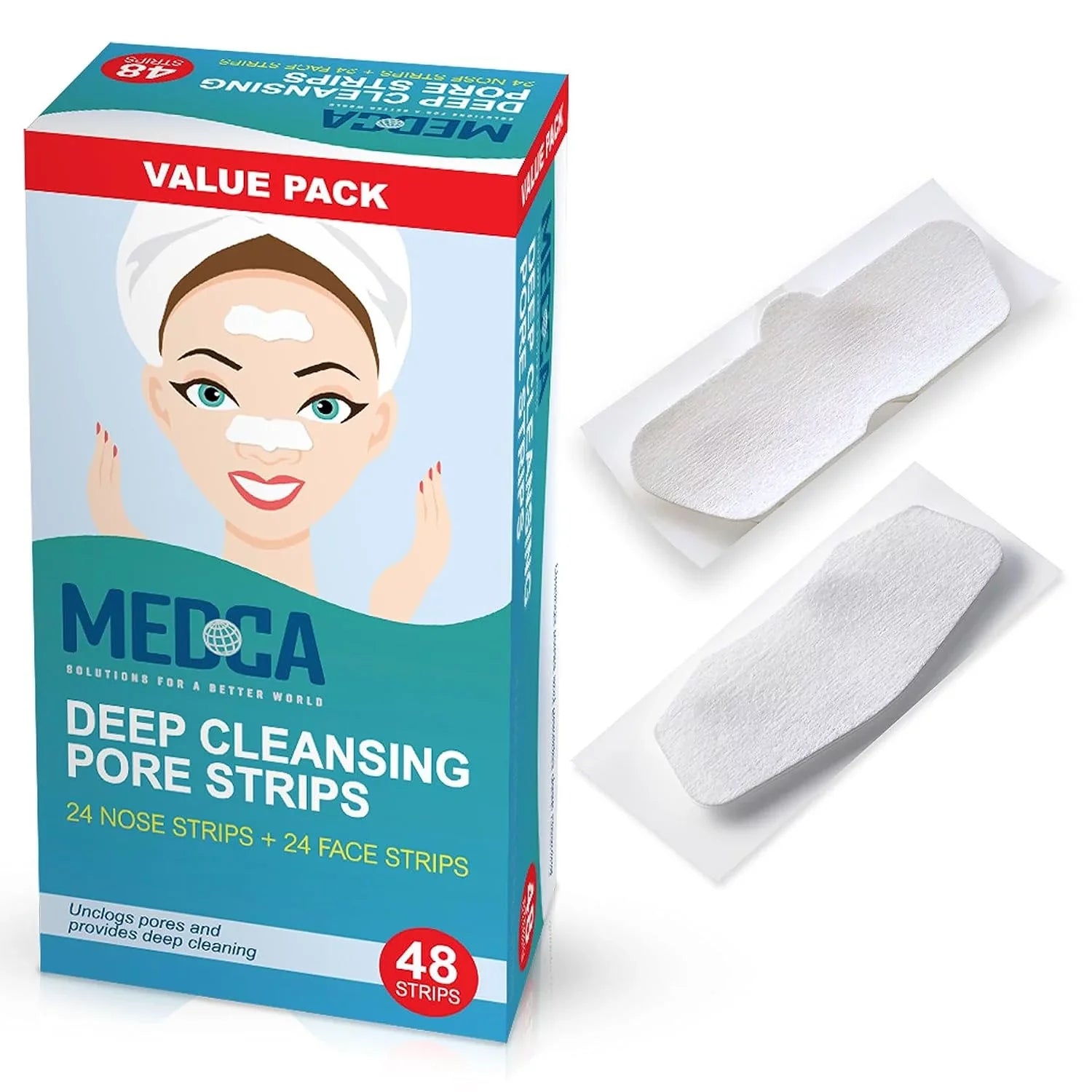 Sensitive Pore 48 Cleansers Strips Pack, Deep Facial Strips Combo MEDca Cleansing