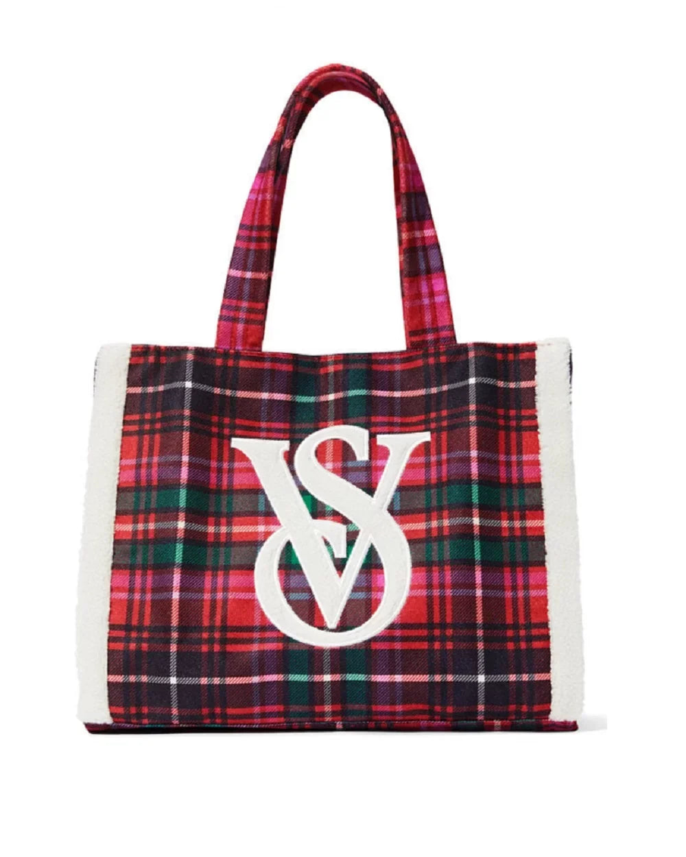 Fleece VS Bag holiday Plaid Limited Secret Trim edition Tote NWT Victoria’s 2022