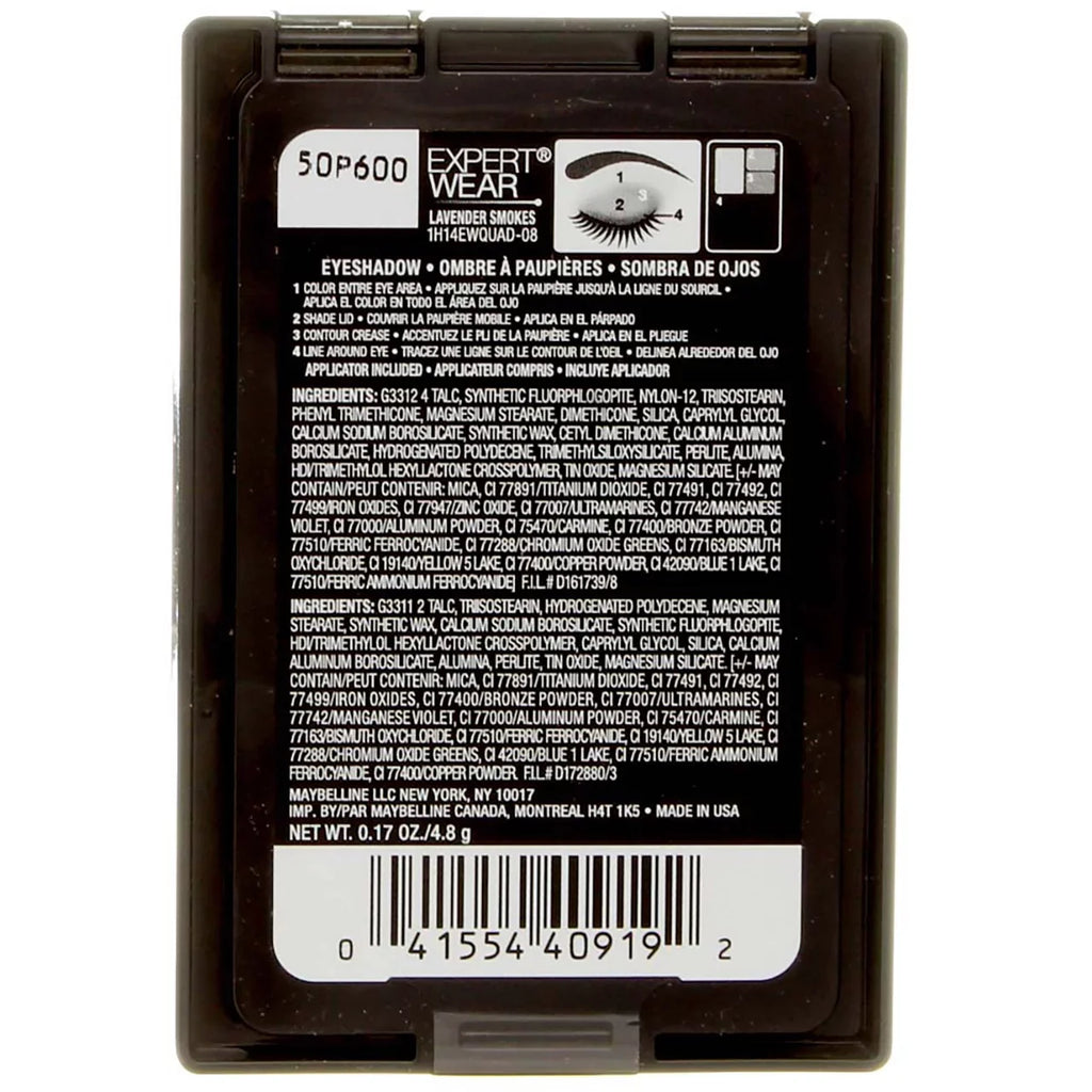 Wear (Pack Quads [08Q] York of 0.17 oz Maybelline New Eyeshadow, 4) Lavender Expert Smoke