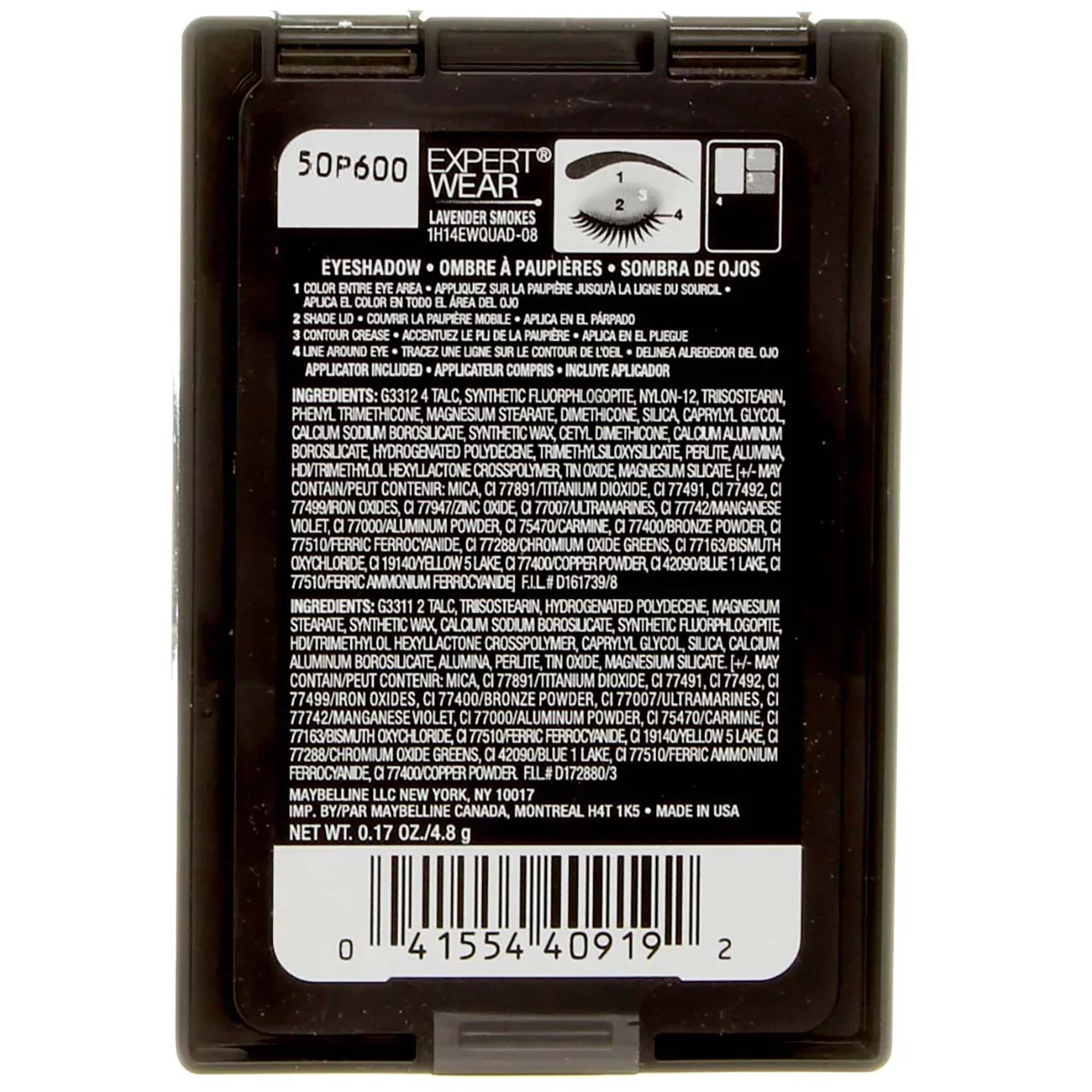 Wear (Pack Quads [08Q] York of 0.17 oz Maybelline New Eyeshadow, 4) Lavender Expert Smoke