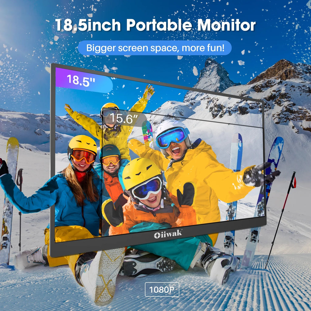 IPS Extender Speakers, Frameless VESA 180° Dual FHD Second Stand 100% Gaming Laptop, Large 18.5 inch 1080P Screen Foldable Oiiwak for Travel sRGB Monitor,100HZ Portable Monitor, &