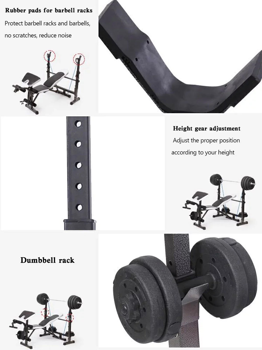 Weight Press Bench Adjustable Folding Bench Rack Full Body W/Barbell Workout