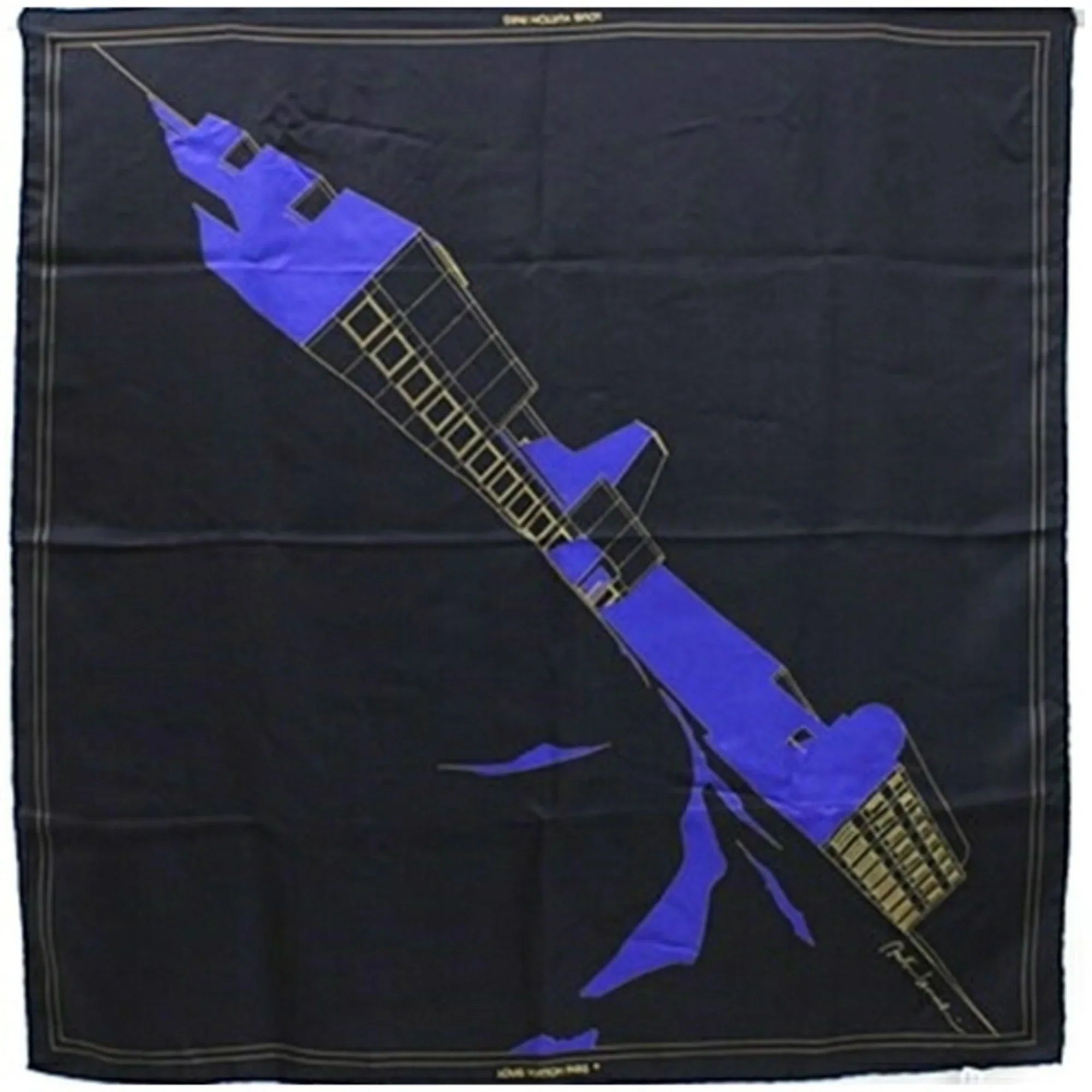 Louis Vuitton Muffler Black Silk Scarf Pre-Owned (Good) Women's