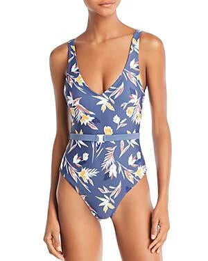 $130 Floral Belted One Vita (TORN) MSRP Dolce Small Piece Swimsuit Matisse