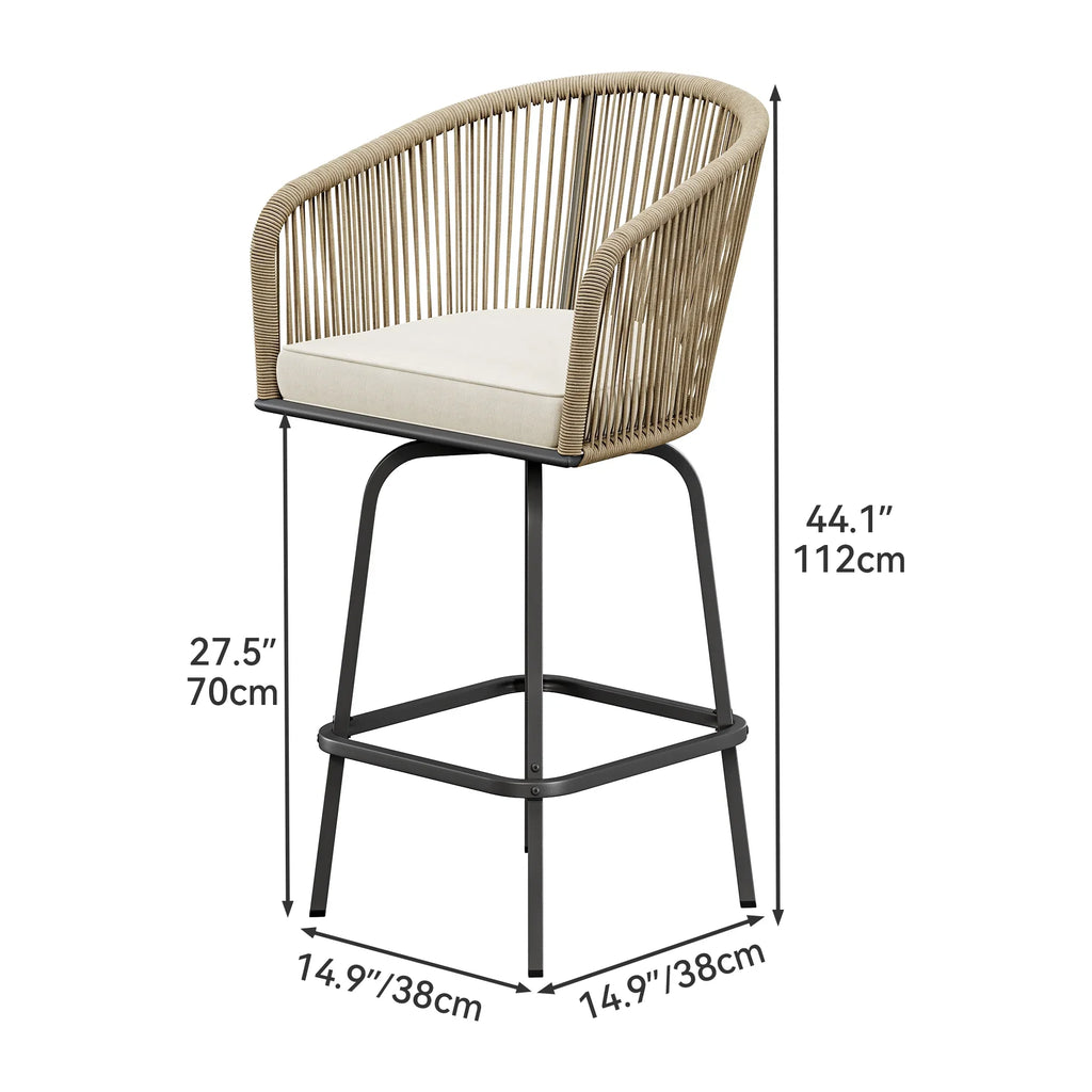 Color Stools, Bar Pool with Outdoor Bar Rotation (Light Patio Back Beige Backyard Swivel with Scheme) Dextrus for and of Cushions Garden 4 Chairs Yellow Set Woven Area, Comfortable 360-Degree
