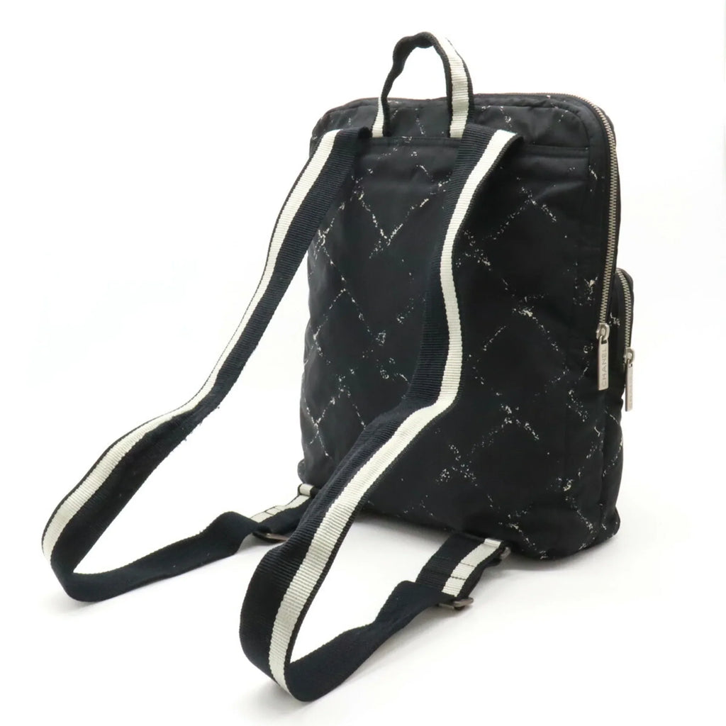 Pre-Owned Travel Old Black Rucksack Line CHANEL Daypack (Good) Nylon Backpack Chanel Jacquard