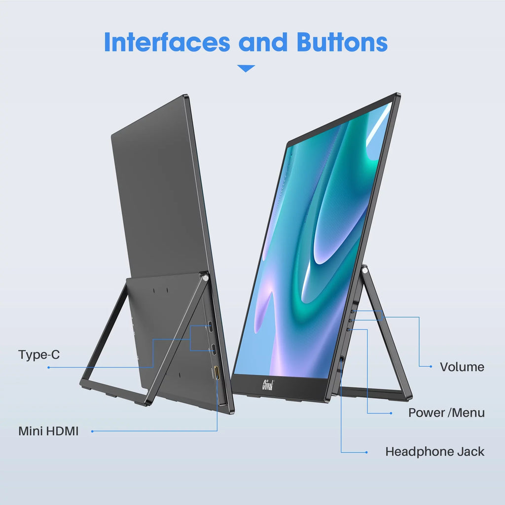 IPS Extender Speakers, Frameless VESA 180° Dual FHD Second Stand 100% Gaming Laptop, Large 18.5 inch 1080P Screen Foldable Oiiwak for Travel sRGB Monitor,100HZ Portable Monitor, &
