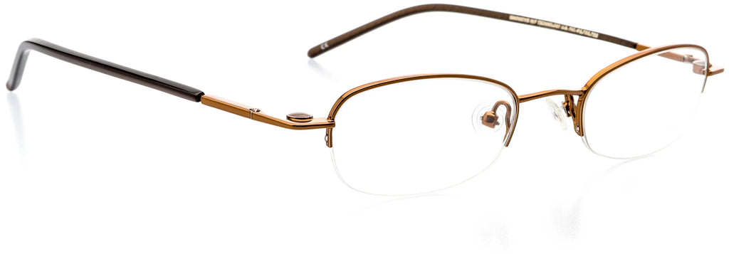 Cocoa Oval Frame Eyeglasses - Prescription Optical Eyewear Shape, RX, Metal Half - Rim