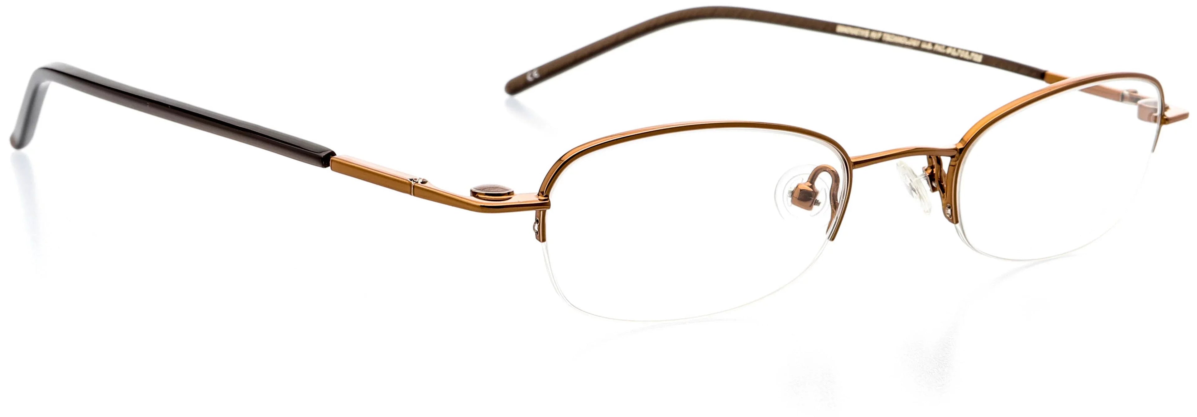 Cocoa Oval Frame Eyeglasses - Prescription Optical Eyewear Shape, RX, Metal Half - Rim