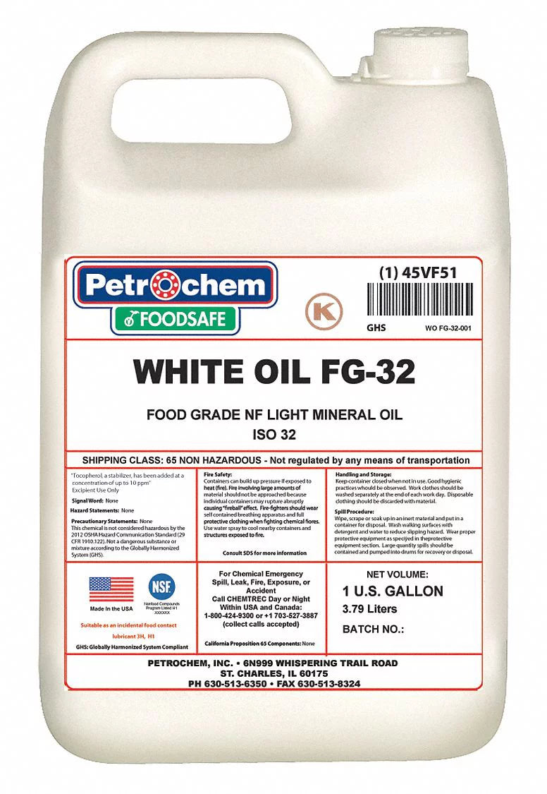 Mineral Oil,Food gal. Grade,1 Hydraulic WO FG-32-001 Petrochem