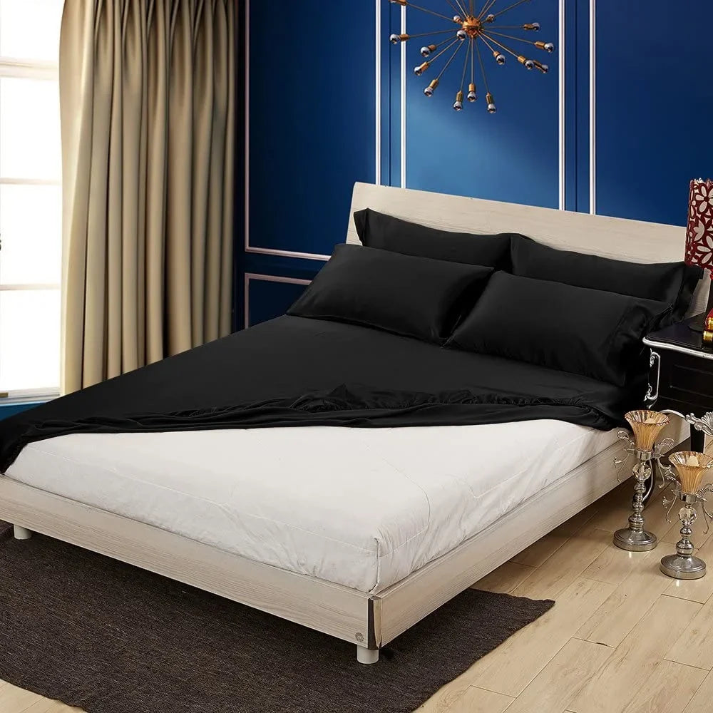 Sheet 19 Luxury Fitted Seamless, Mulberry Black Queen, HAOFEI Silk Momme