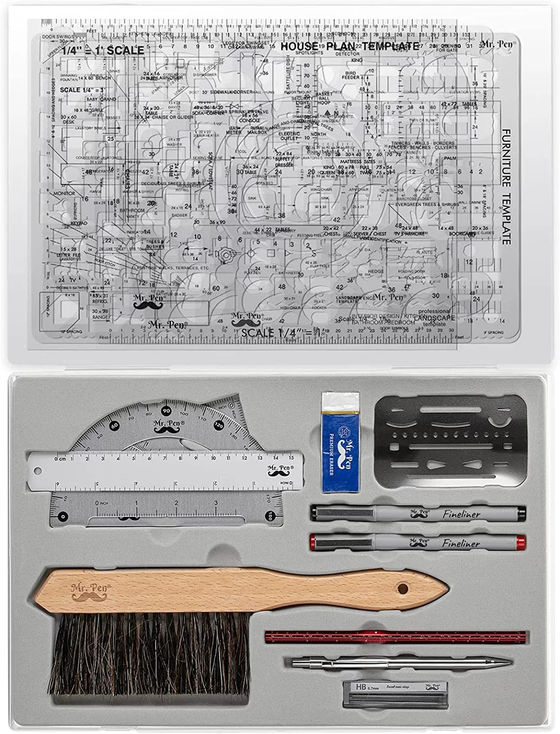 Protractor Pen- Drafting Set, Professional Compass Tools Set, and Pcs, Architect Set, 17 Mr. Geometry