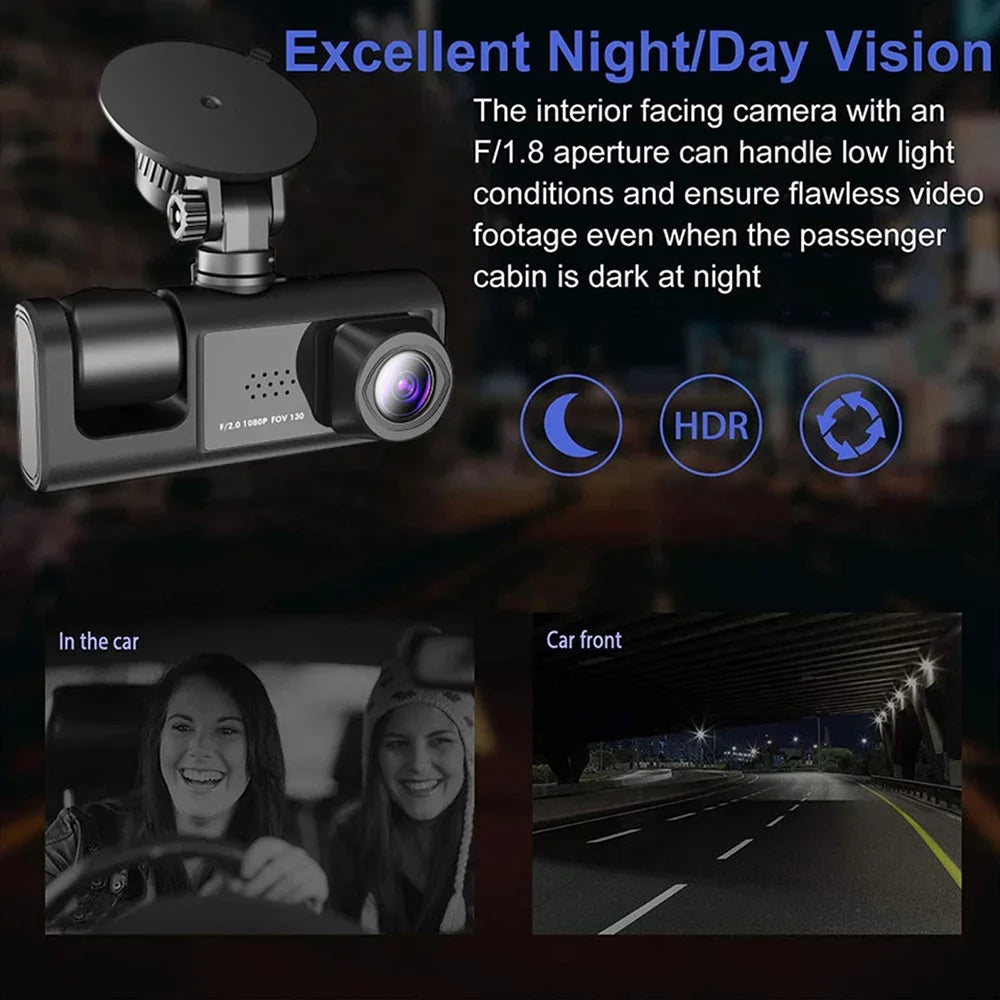 Dash Lens HD Kepeak Dual Car Video Camera G-Sensor Front/Rear/Inside 1080P Recorder Cam