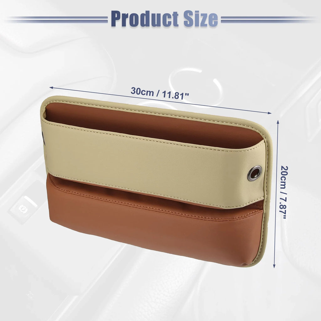 Brown Filler Gap Seat Storage Car Car Pocket Beige Side Multi-function Seat Box Organizer Console 2pcs