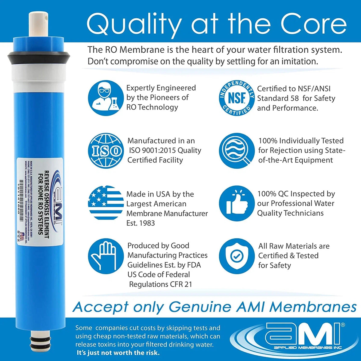 1.8” 12” Filtration USA in Compatibility for APPLIED x | Membrane Water Reverse Universal RO MEMBRANES System Osmosis | | Reverse Water Filter Replacement 50 Osmosis Made Membrane INC. GPD